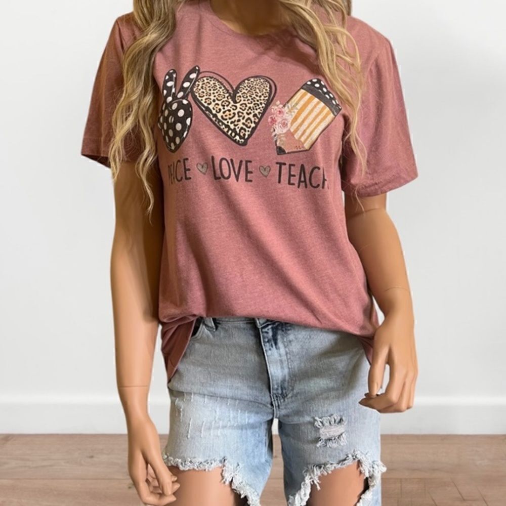 Women's Peace Love‎ Teach Teacher Shirt M